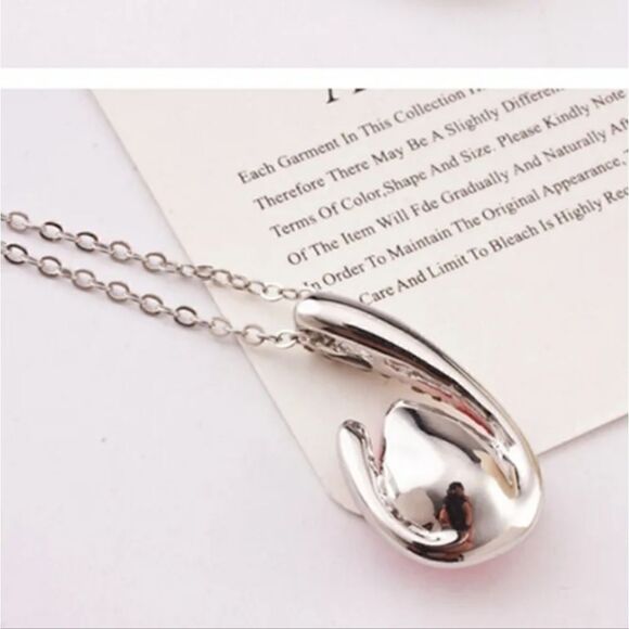 Pink Crystal Tear Drop Diamond Necklace - Picture 3 of 4